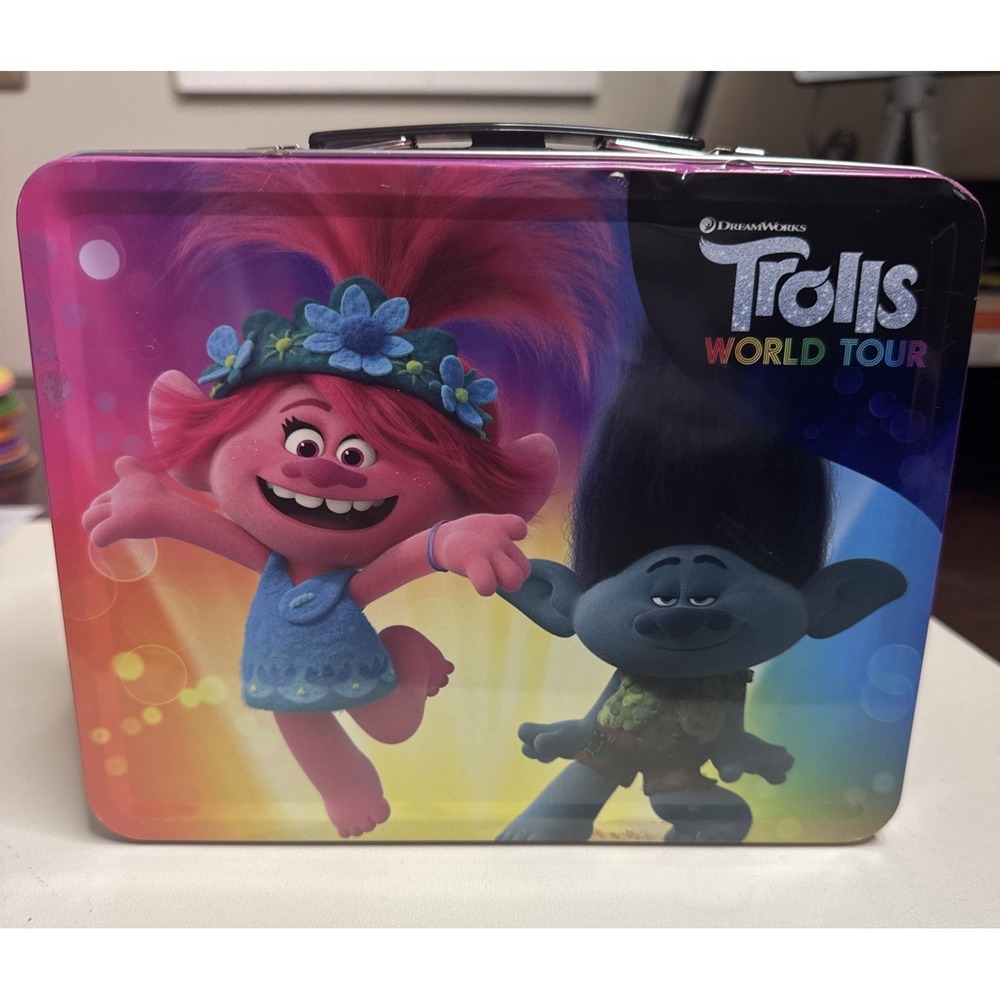 Collectible New Condition DREAMWORKS Trolls World Tour Tin Lunchbox - Picture 3 of 5